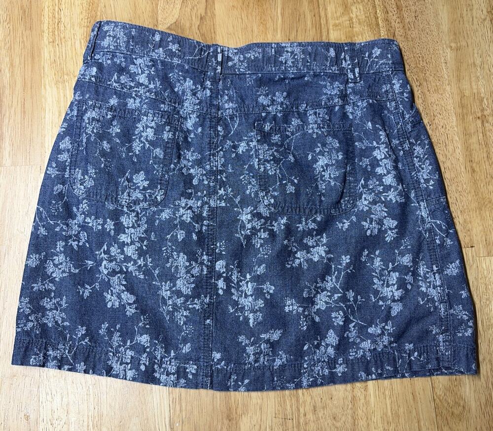 White Stag Blue/Chambray Floral Mini Skort -Drawstring/Pockets - Sz 4